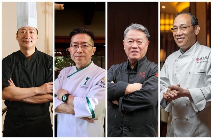 玉天璽行政主廚陳國華（左起），首席顧問松尾英明、魏禧之、黎有甜。圖／玉天璽提供
