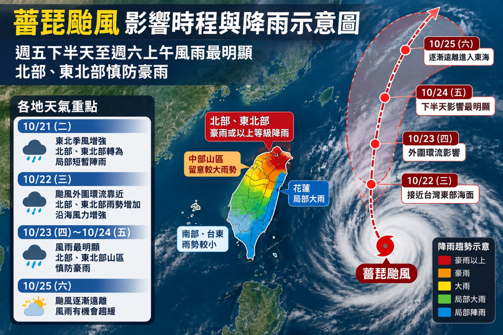 薔琵颱風逼近！週五晚間起風雨最明顯 北部、東北部慎防豪雨